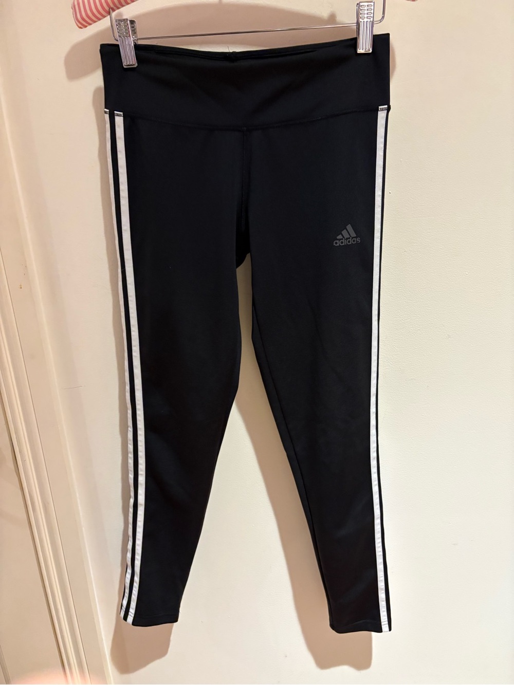 adidas Black Leggings with White Side Stripes